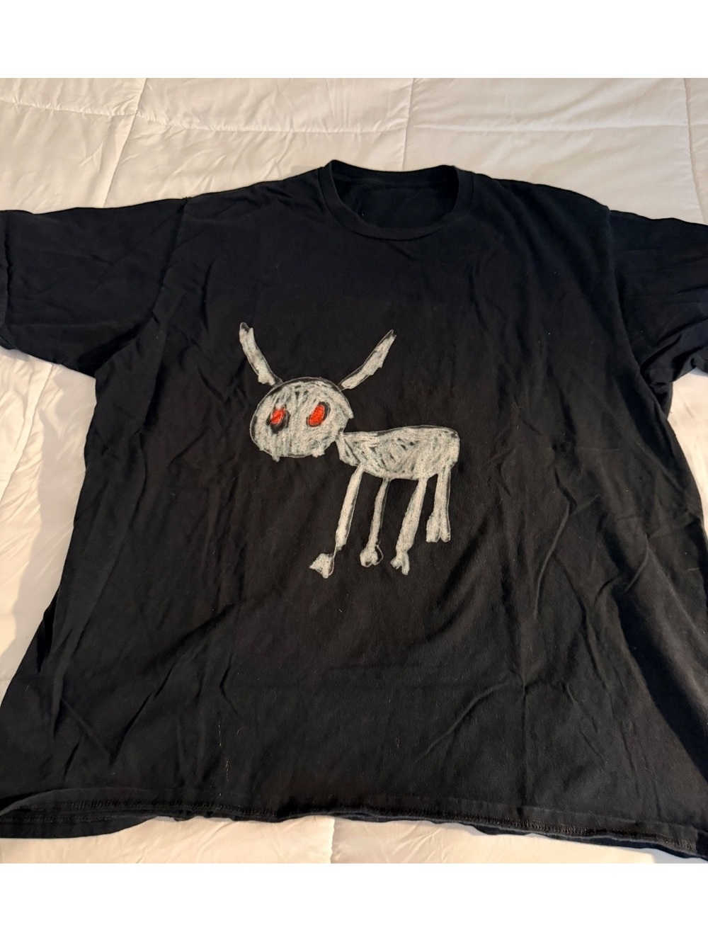Black Graphic T-Shirt with Abstract Animal Design